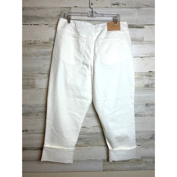Frye Women’s 16 White High Rise Cuffed Crop Stretch Denim Jeans NWT roll cuff - Picture 2 of 8